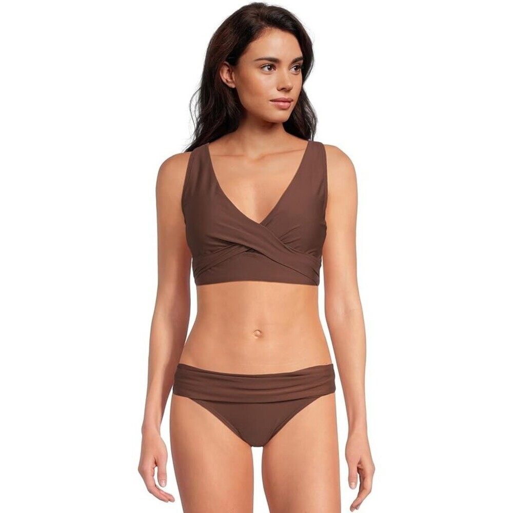 Sunsets Elsie Bikini Top Womens 36DD Brown Stretch Wide Straps Swimwear GBO1103